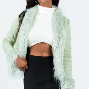 Princess Polly Mint Green Teddy Jacket
